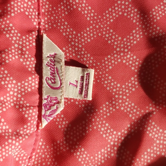 Candie's Pink/White Long Sleeve Blouse. Roll Tab Sleeves. Size L. - Picture 6 of 7